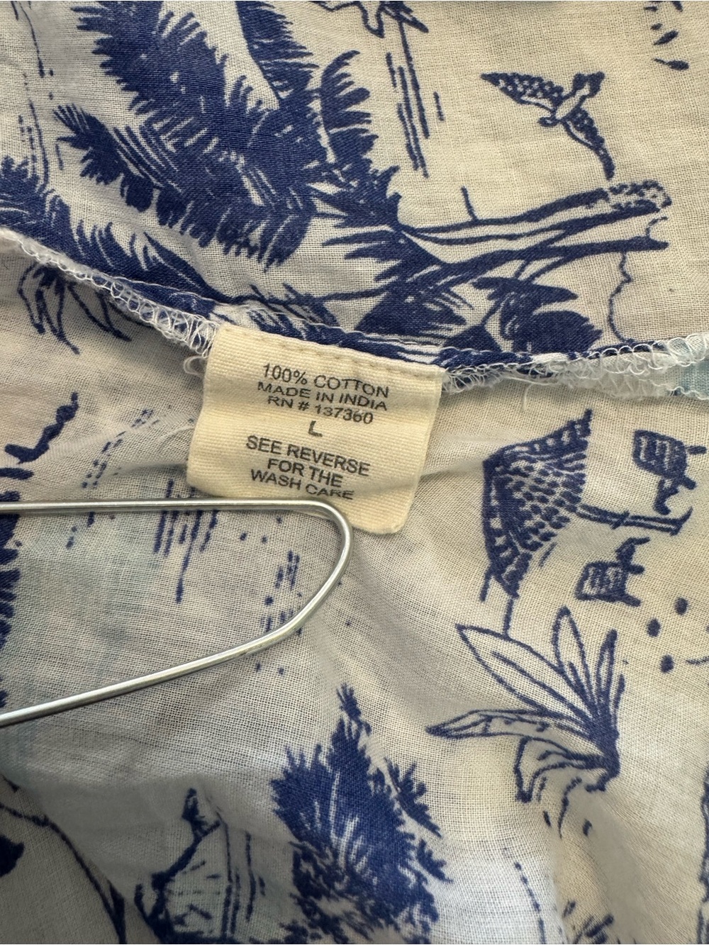 Violet Sky Blue & White Tropical Print Shirt Swim Cover Up - Picture 6 of 9
